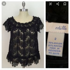 Anthropologie Odille brand black lace top